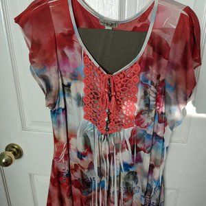 Hip length tunic with coordinating leggings, Two-piece set (orange)